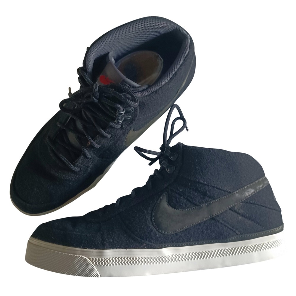Nike 6.0 Mavrk Mid 2 Black Wool Textile Skate Shoes 439528-001 Mens 13